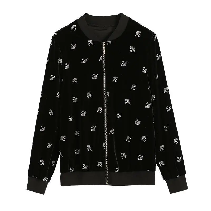 Gold Velvet Jacket Women Autumn Winter Large - Image 9