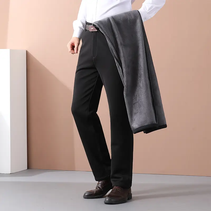 Winter Fleece Lined Black Men's Pants - Image 82
