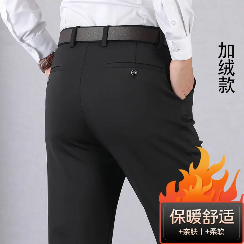Winter Fleece Lined Black Men's Pants - Image 76