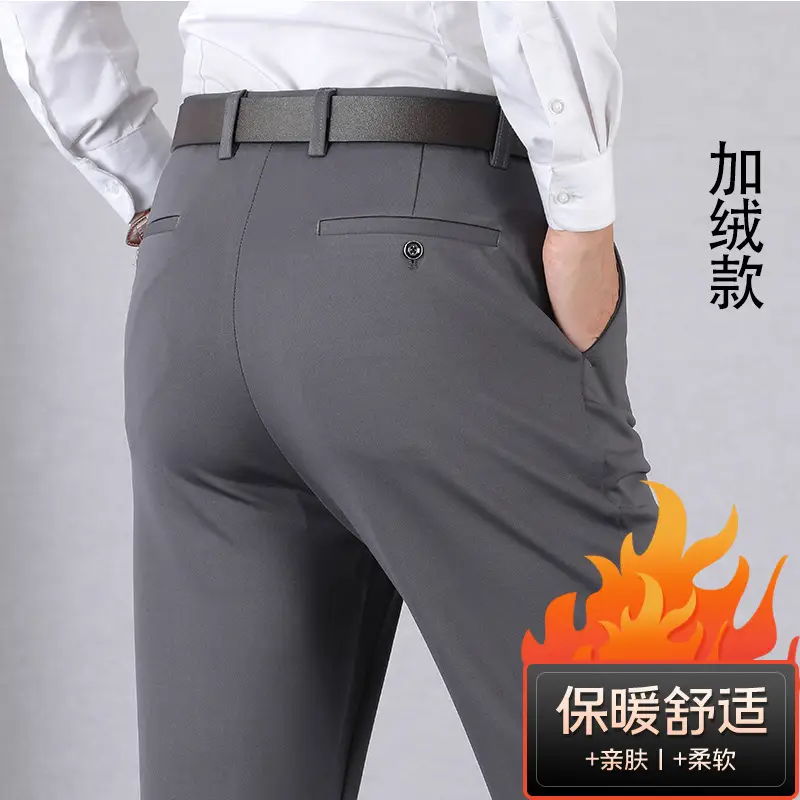 Winter Fleece Lined Black Men's Pants - Image 78