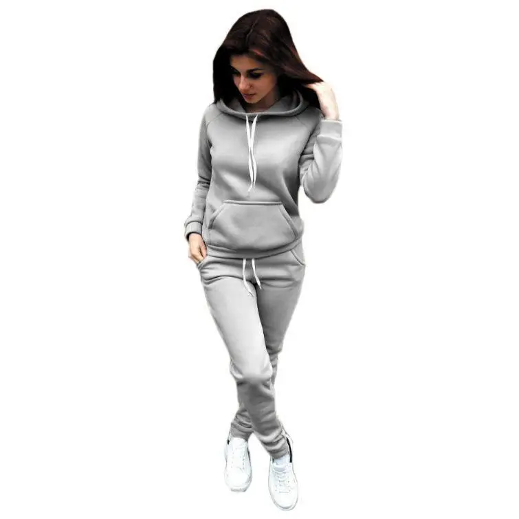 Women Fleece Hoodie Track Suit Red Beige Black — feature 10