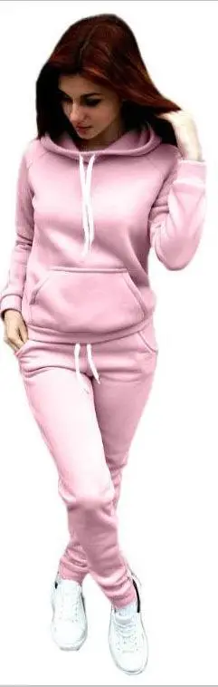 Women Fleece Hoodie Track Suit Red Beige Black — feature 11