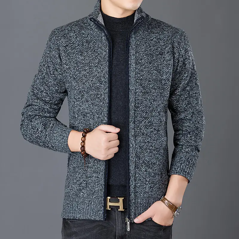 Men Knitted Cardigan Sweater Autumn Winter New Collar - Image 4