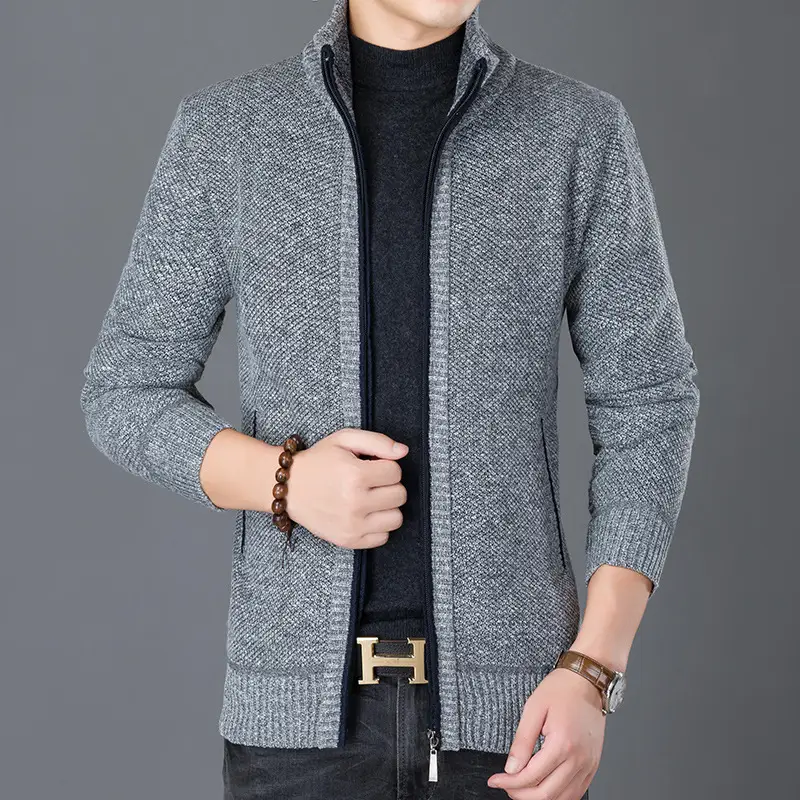 Men Knitted Cardigan Sweater Autumn Winter New Collar - Image 5