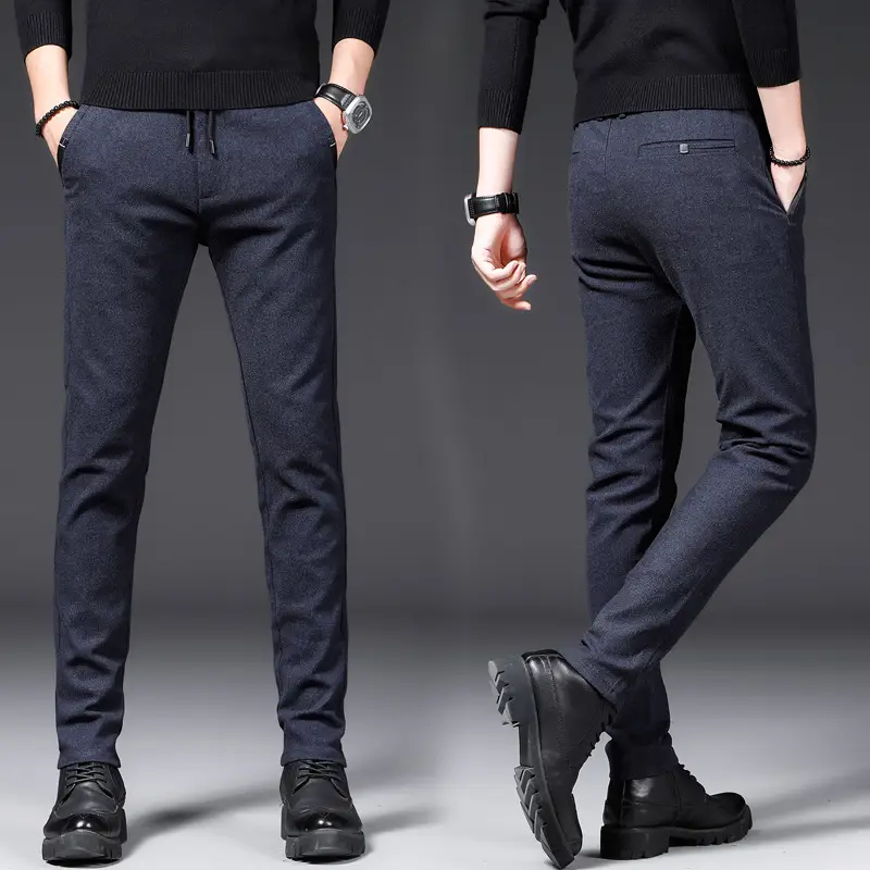 Men's Brushed Straight Leg Pants Black Fleece 2021 - Image 3