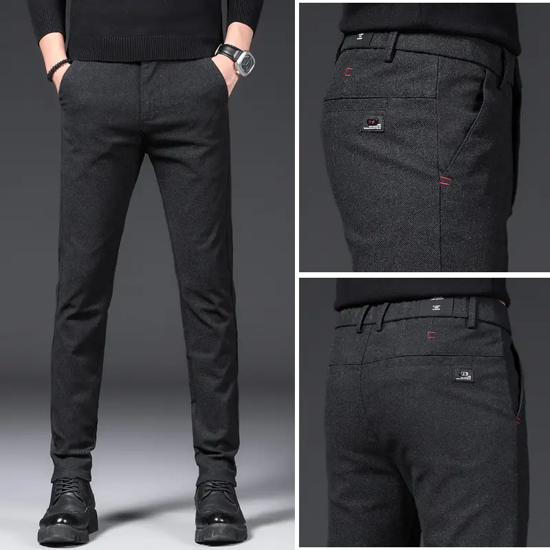 Men's Brushed Straight Leg Pants Black Fleece 2021 - Image 4