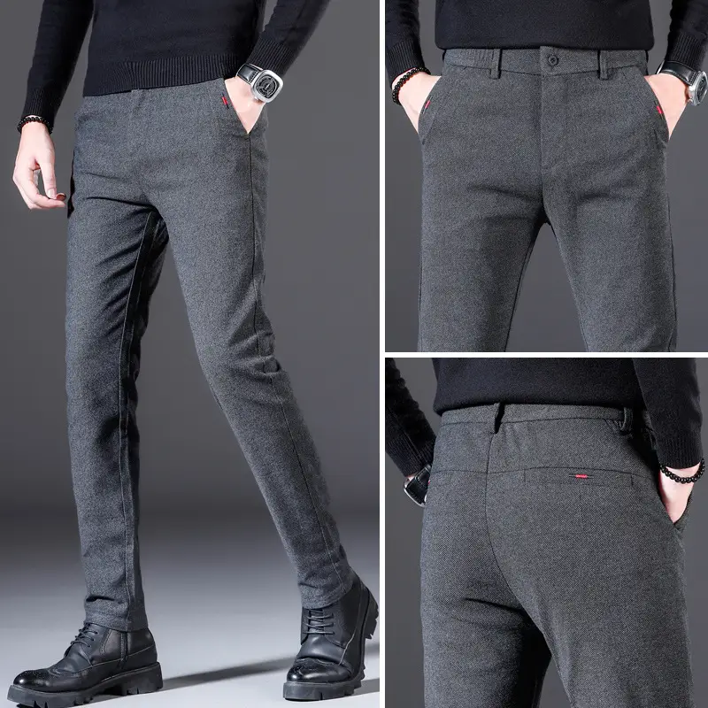 Men's Brushed Straight Leg Pants Black Fleece 2021 - Image 7
