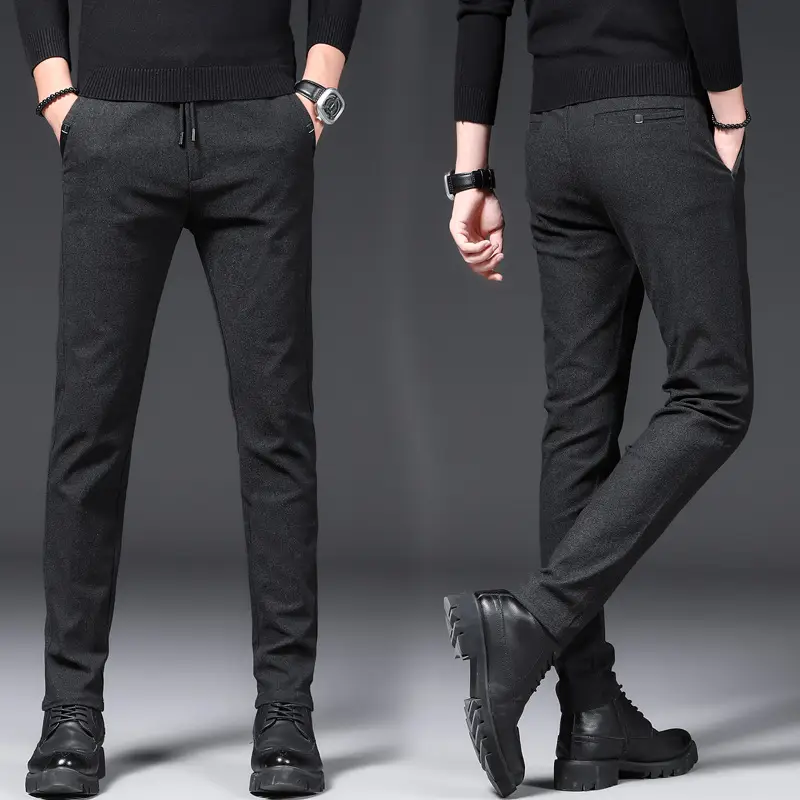 Men's Brushed Straight Leg Pants Black Fleece 2021 - Image 2