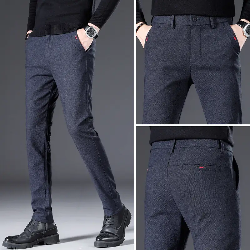 Men's Brushed Straight Leg Pants Black Fleece 2021 - Image 8
