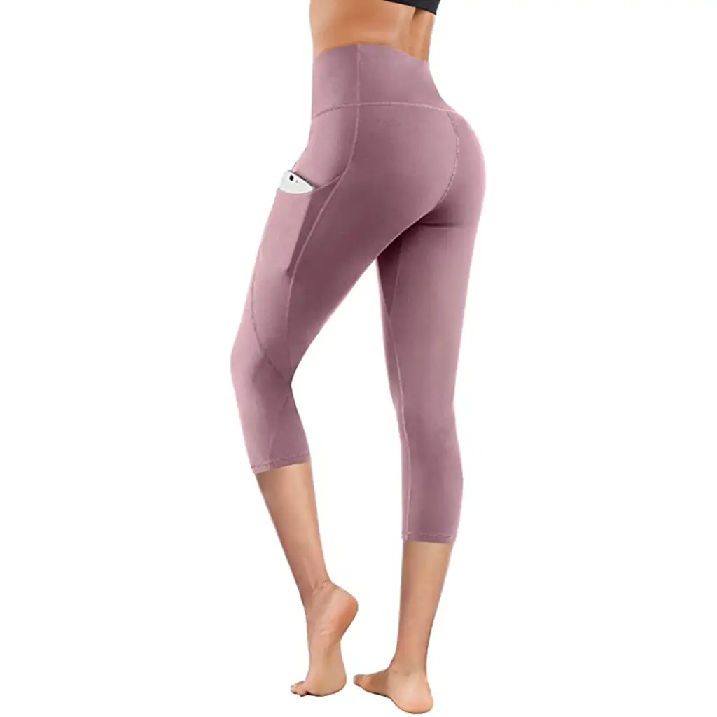Plus Size Yoga Leggings High Waist Cropped Side Pocket - Image 2