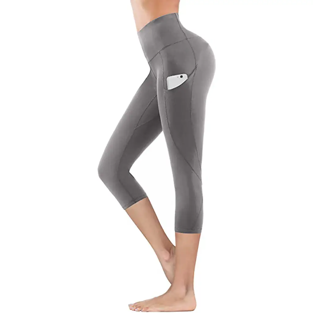 Plus Size Yoga Leggings High Waist Cropped Side Pocket - Image 5