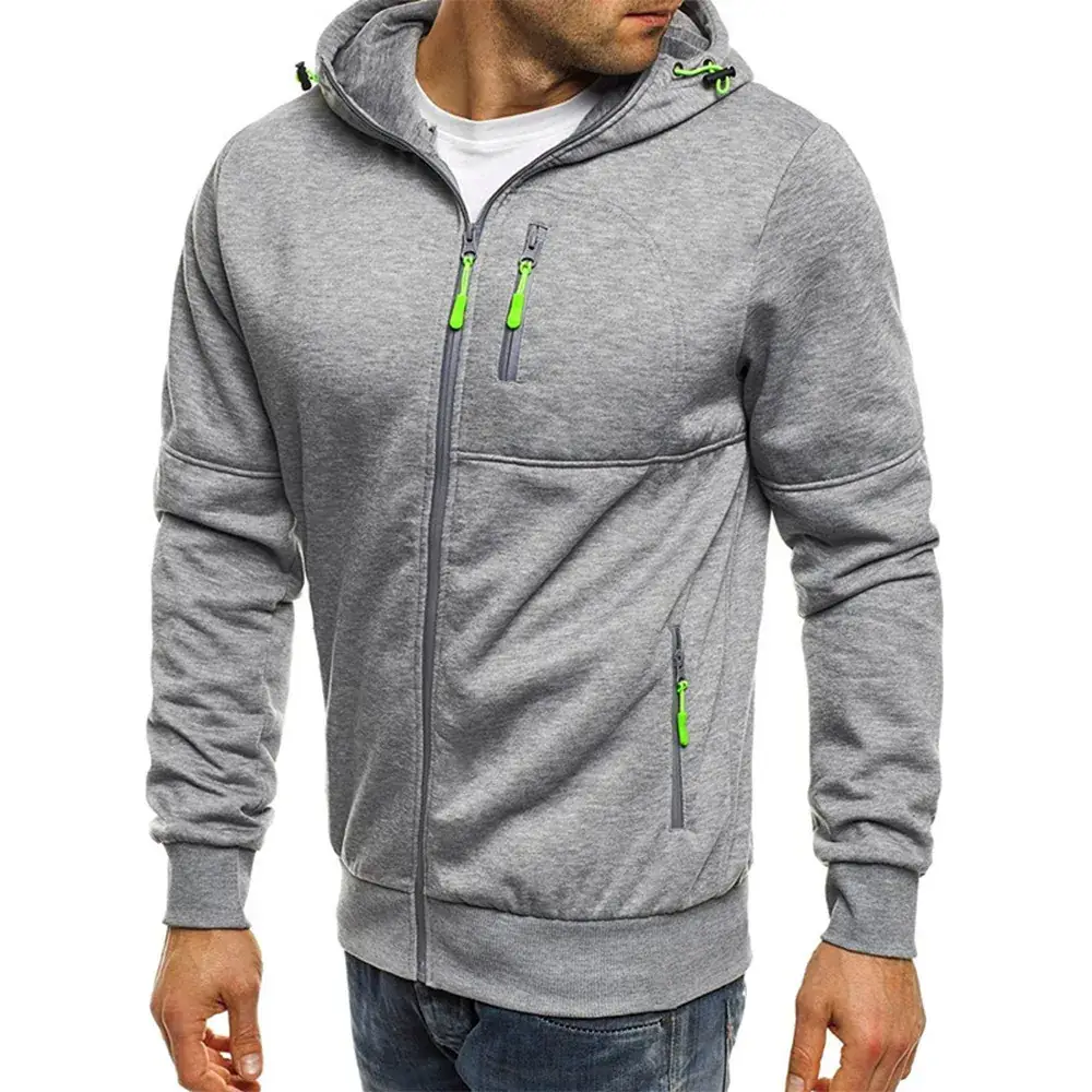 Men Grey Fleece Hoodie Sweatshirt Clearance Sale - Image 2