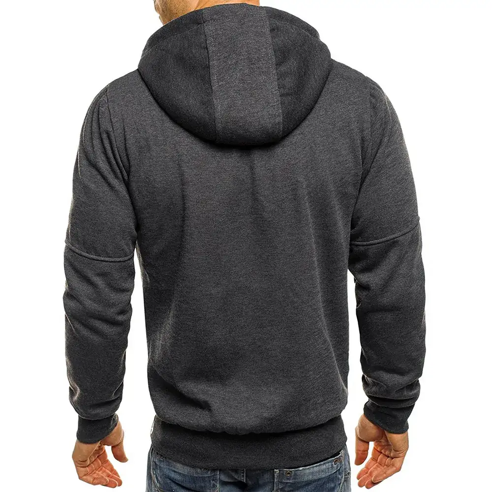 Men Grey Fleece Hoodie Sweatshirt Clearance Sale - Image 4