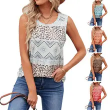 Women Star Print Long Sleeve T-Shirt Brown Large — feature 21