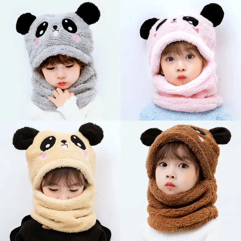 Rabbit Ear Hat Scarf Integrated Children's Winter Warm Scarf Hat Women's Cute Thickened Plush Girls' Ear Protection Hat — feature 18
