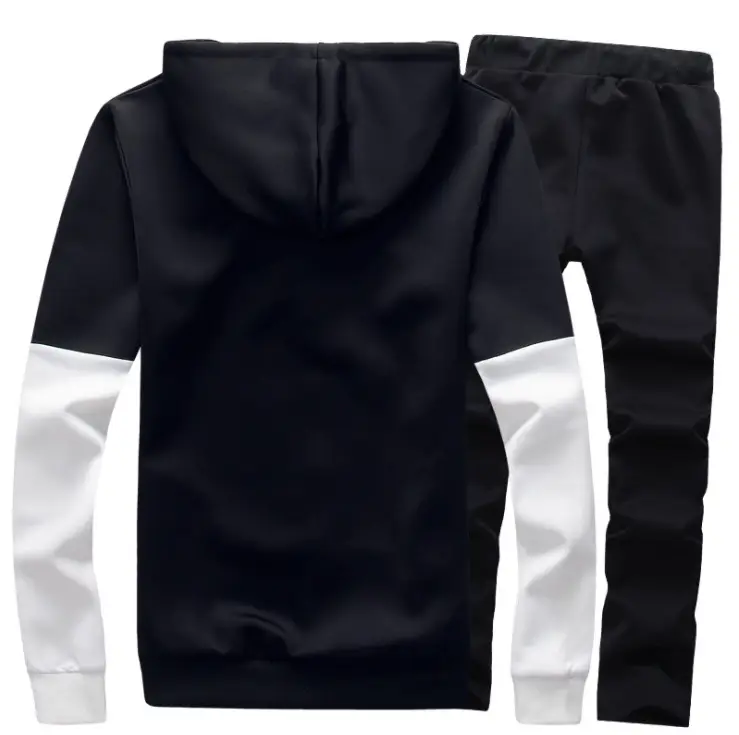 Men Korean Style Hooded Sweatshirt Set Grey White Letter Decorated - Image 4
