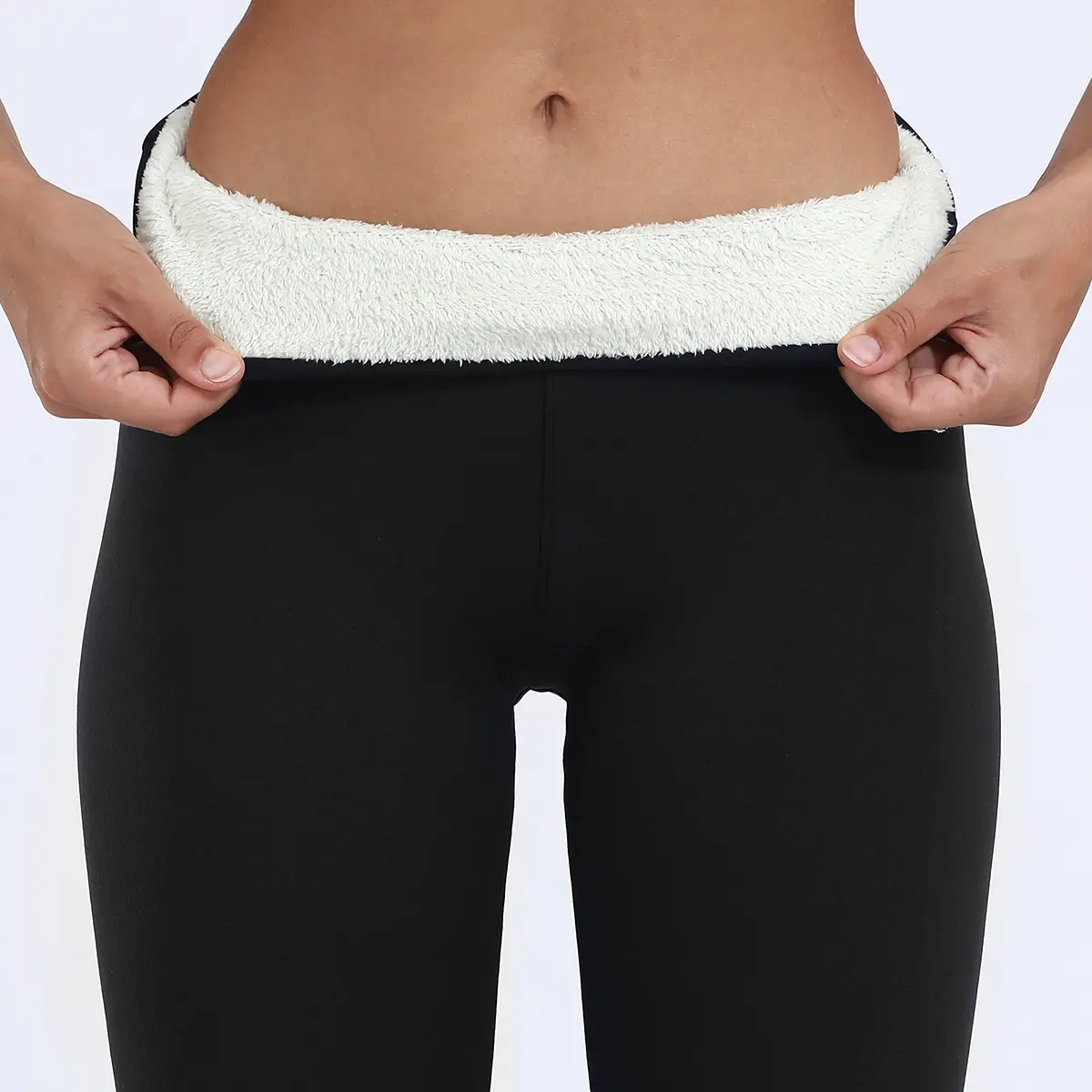 Black Fleece-lined High Waist Leggings for Girls - Image 15
