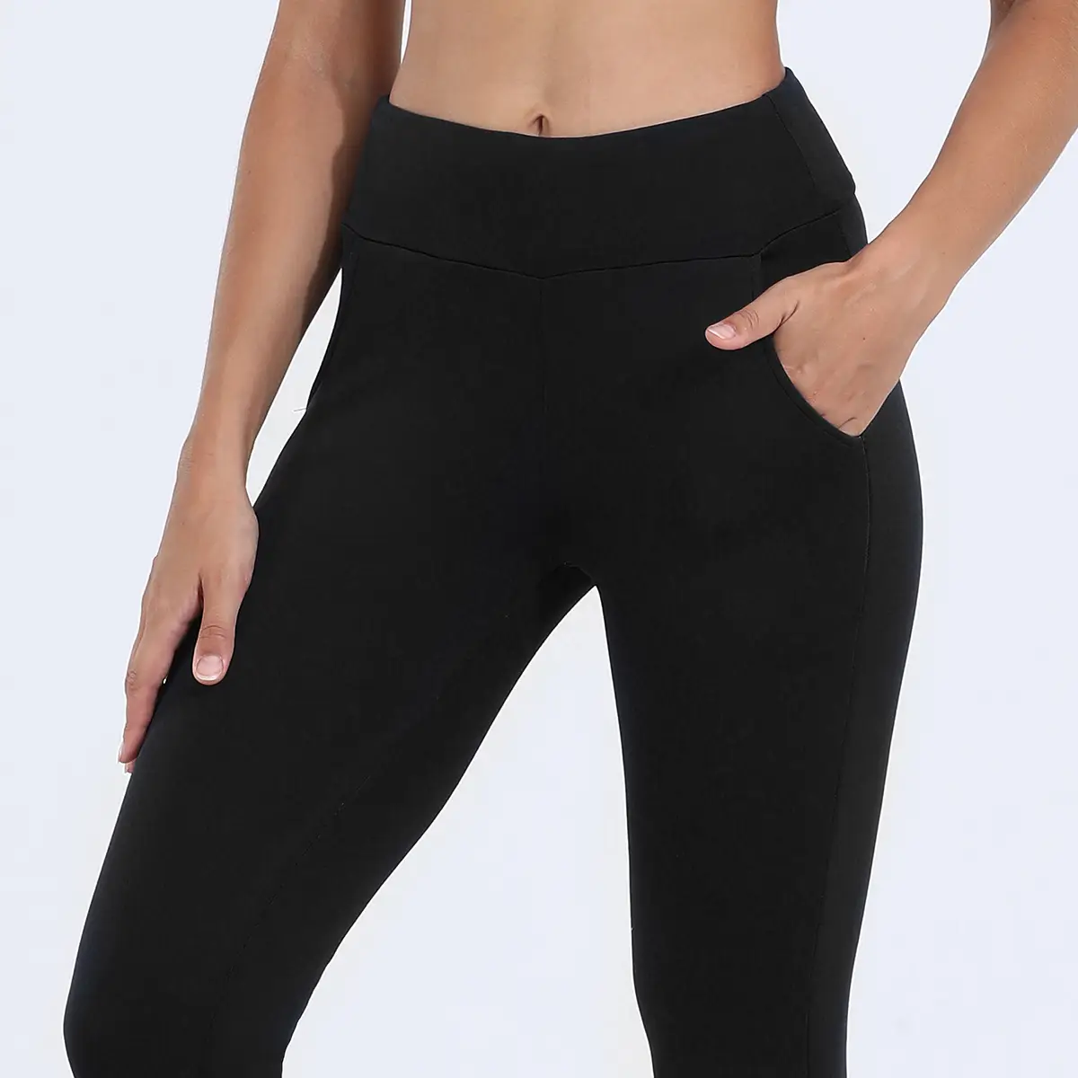 Black Fleece-lined High Waist Leggings for Girls - Image 16
