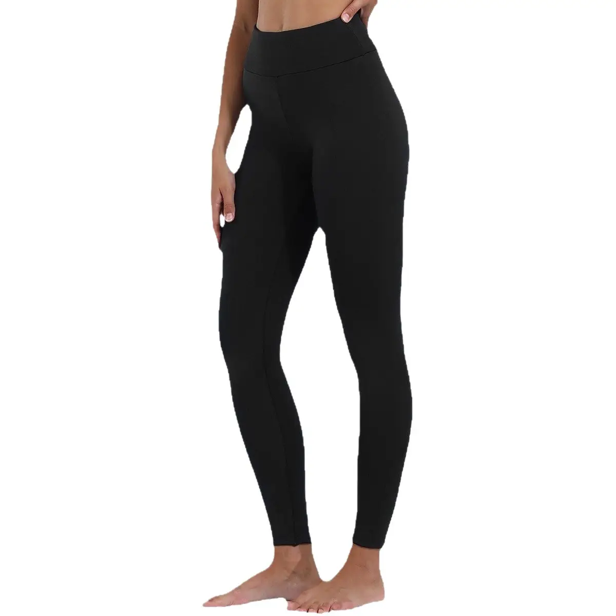 Black Fleece-lined High Waist Leggings for Girls - Image 17