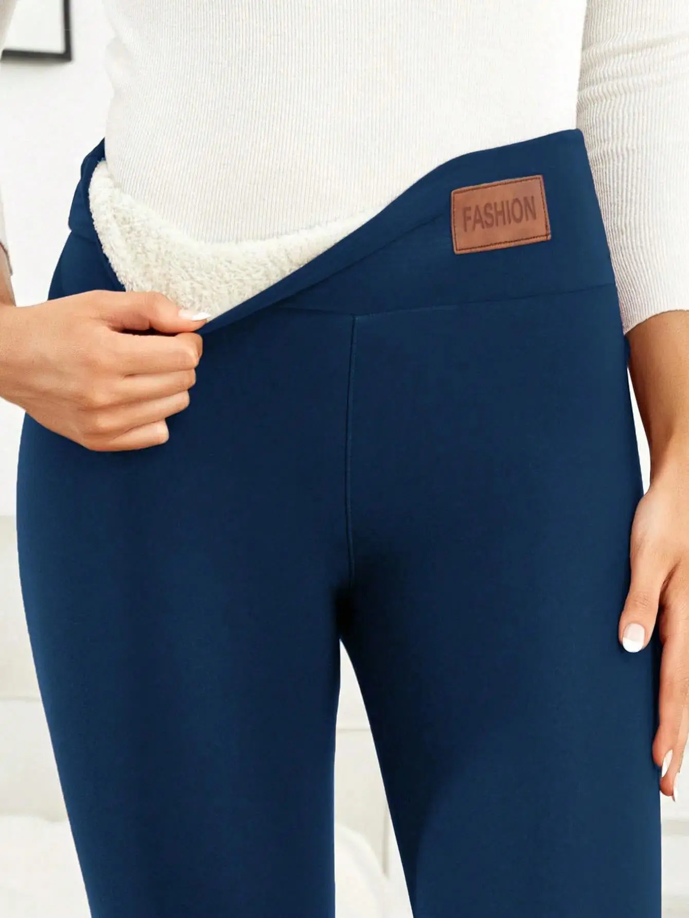 Black Fleece-lined High Waist Leggings for Girls - Image 11
