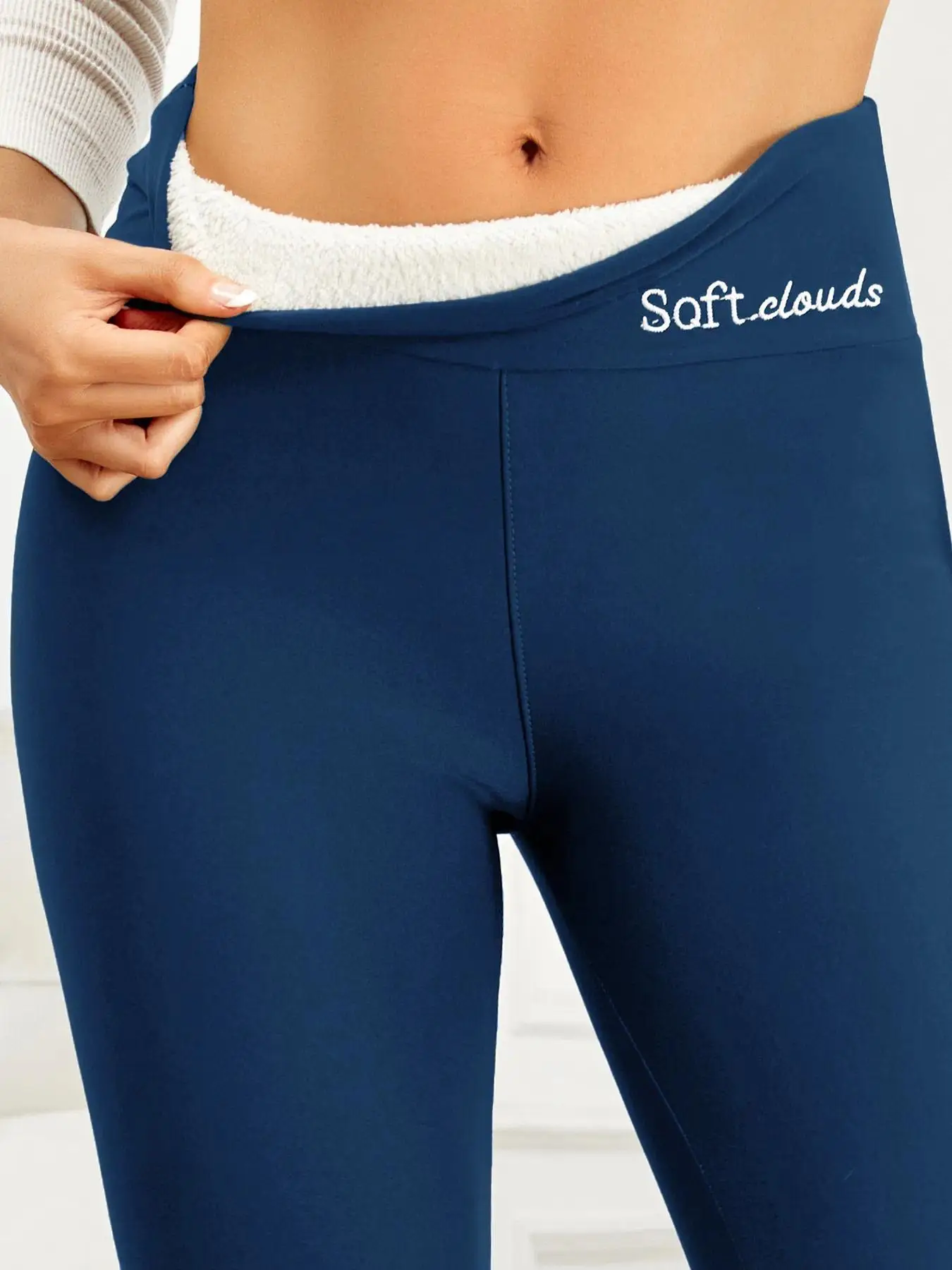 Black Fleece-lined High Waist Leggings for Girls - Image 12