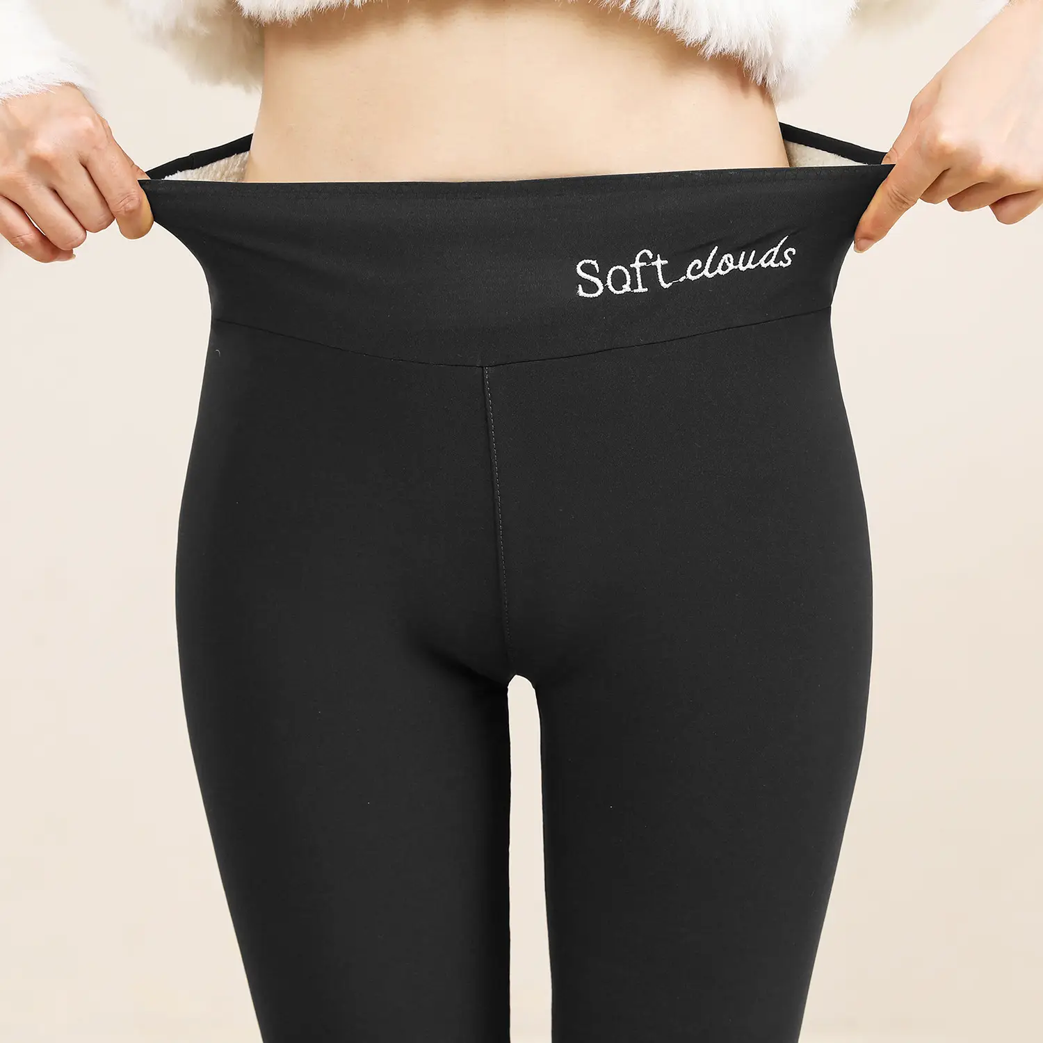 Black Fleece-lined High Waist Leggings for Girls - Image 9