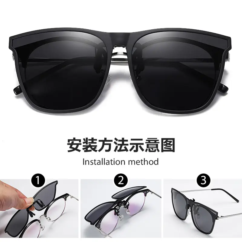 Men's Flip Clip Polarized Sunglasses Black - Image 7