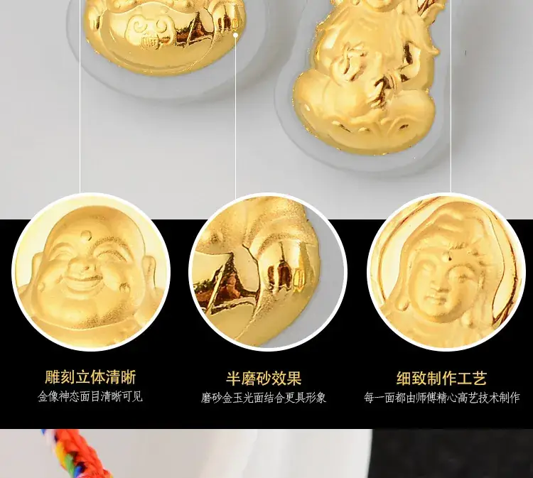 Gold Inlaid Hetian White Jade Guanyin Pendant Necklace — feature 6