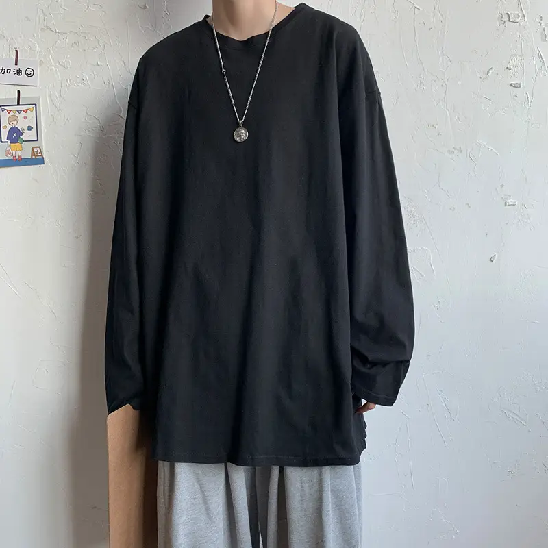 Men Long Sleeve T-Shirt Brown Loose Winter Wear