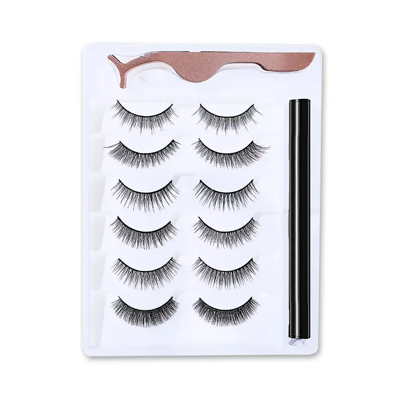 Magnetic Suction False Eyelashes 6 Pairs Natural One Stroke