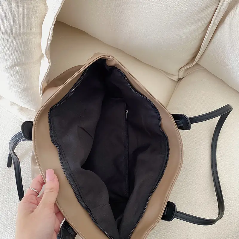 Large Capacity Women's Tan Tote Bag with Strap - Image 6
