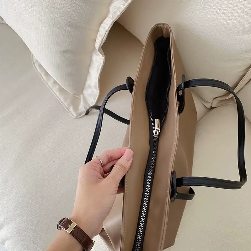Large Capacity Women's Tan Tote Bag with Strap — feature 12