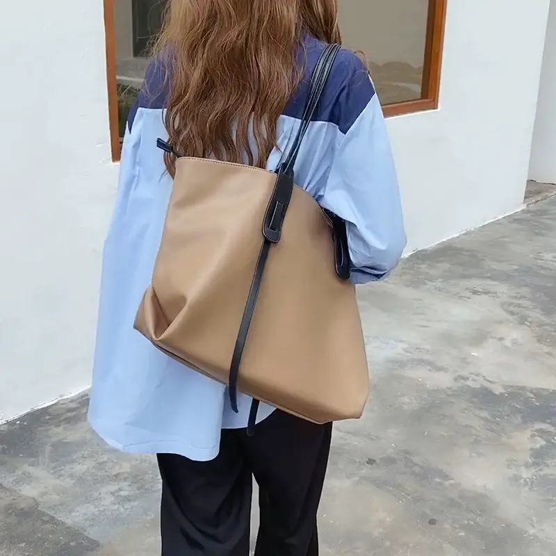 Large Capacity Women's Tan Tote Bag with Strap — feature 16
