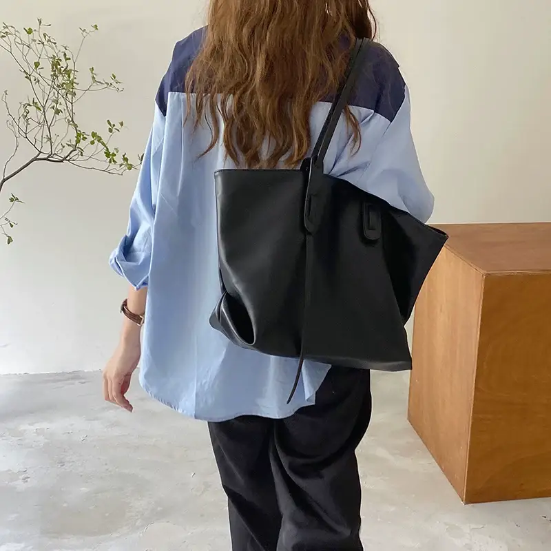 Large Capacity Women's Tan Tote Bag with Strap — feature 24