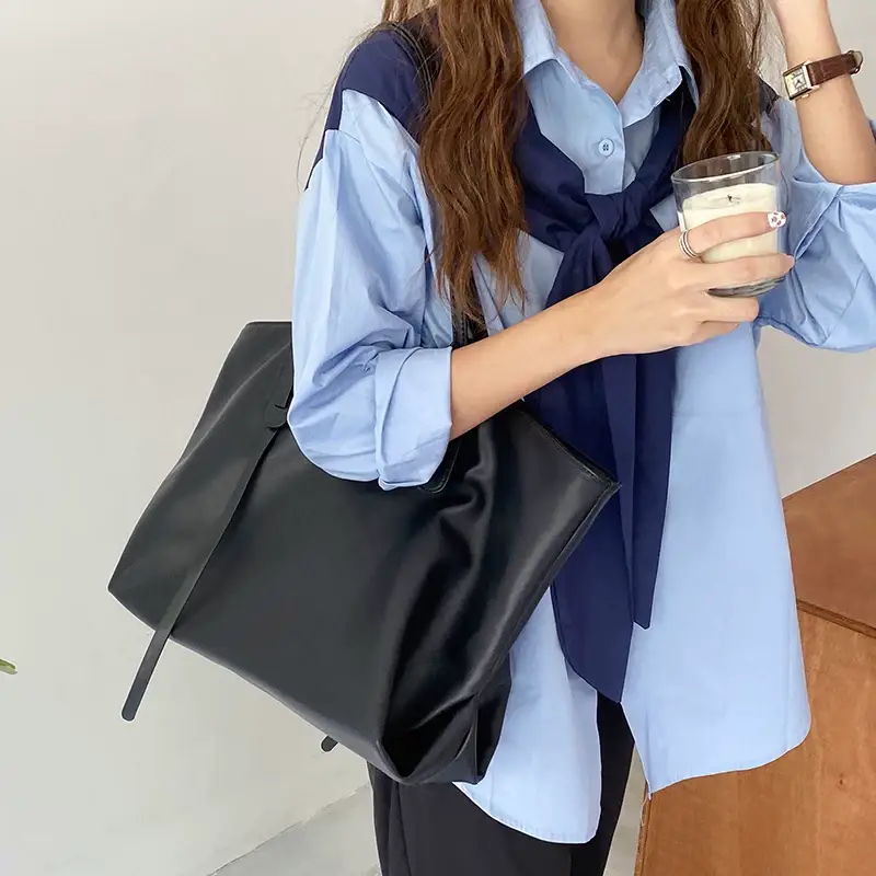 Large Capacity Women's Tan Tote Bag with Strap — feature 25