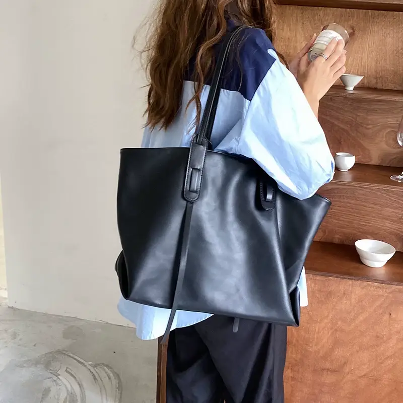 Large Capacity Women's Tan Tote Bag with Strap — feature 26