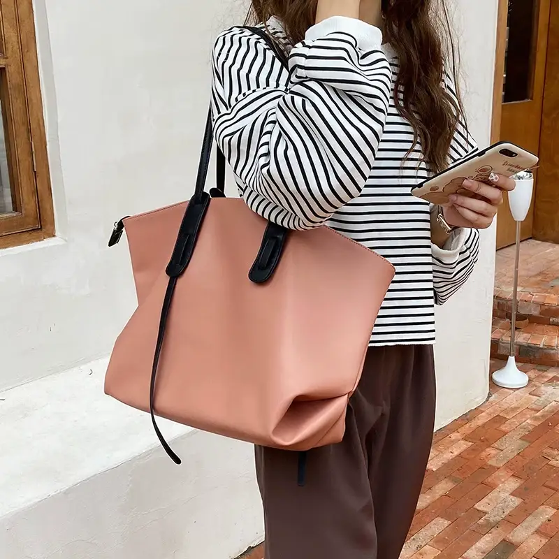 Large Capacity Women's Tan Tote Bag with Strap — feature 4