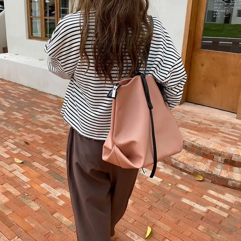 Large Capacity Women's Tan Tote Bag with Strap — feature 5