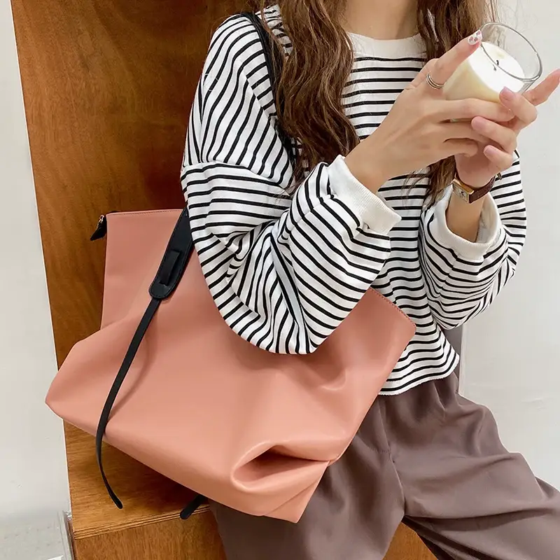Large Capacity Women's Tan Tote Bag with Strap — feature 8