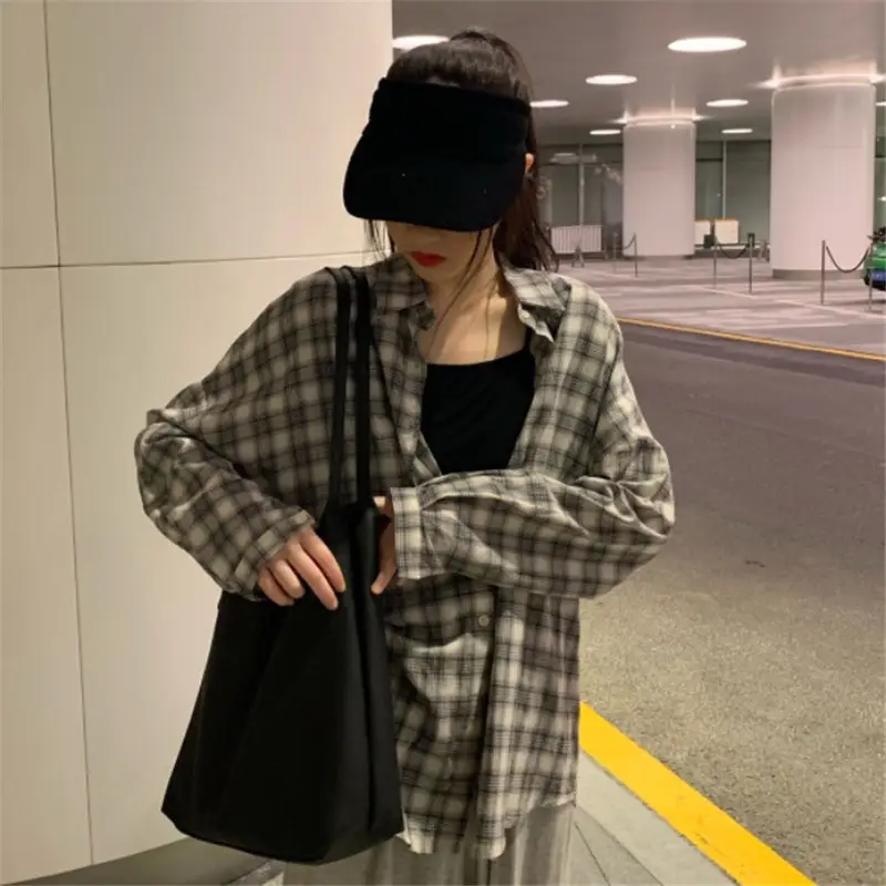 Plaid Long Sleeve Shirt Jacket for Women Autumn 2026 - Image 4