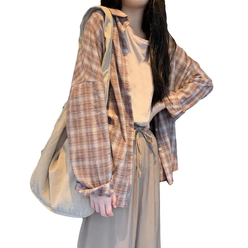 Plaid Long Sleeve Shirt Jacket for Women Autumn 2026 - Image 5