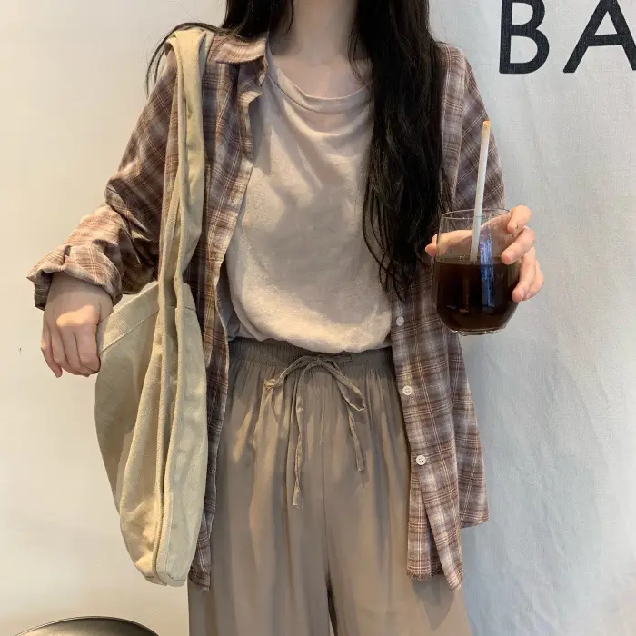 Plaid Long Sleeve Shirt Jacket for Women Autumn 2026 — feature 15