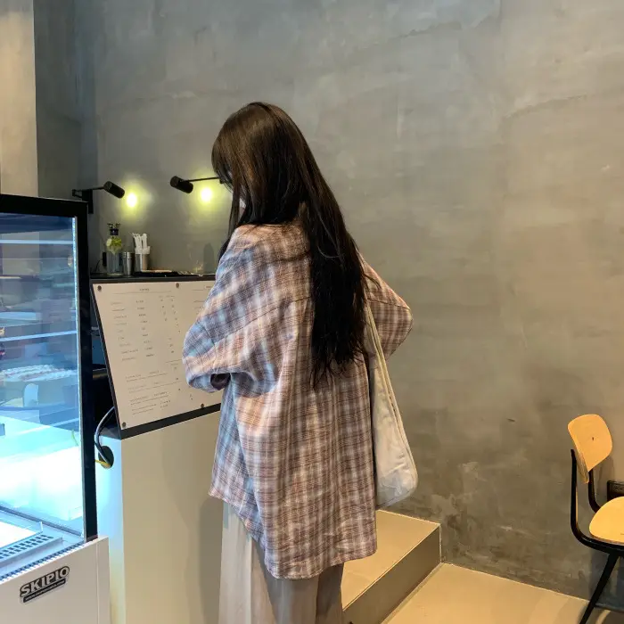Plaid Long Sleeve Shirt Jacket for Women Autumn 2026 — feature 19