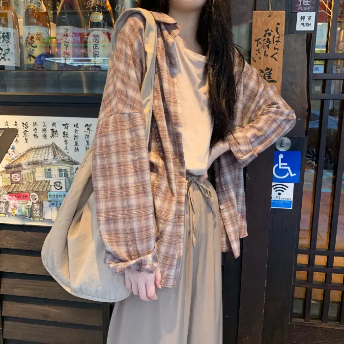 Plaid Long Sleeve Shirt Jacket for Women Autumn 2026 — feature 22