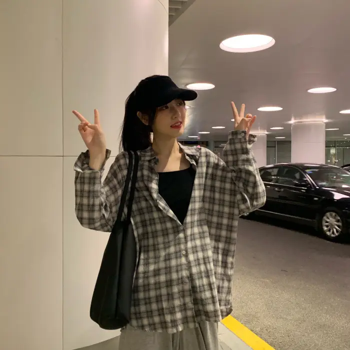 Plaid Long Sleeve Shirt Jacket for Women Autumn 2026 — feature 5