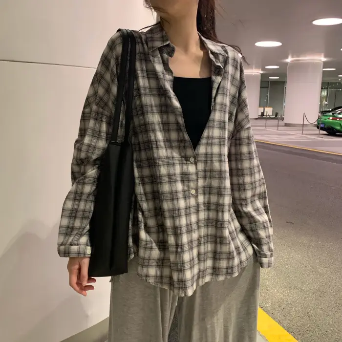 Plaid Long Sleeve Shirt Jacket for Women Autumn 2026 — feature 9