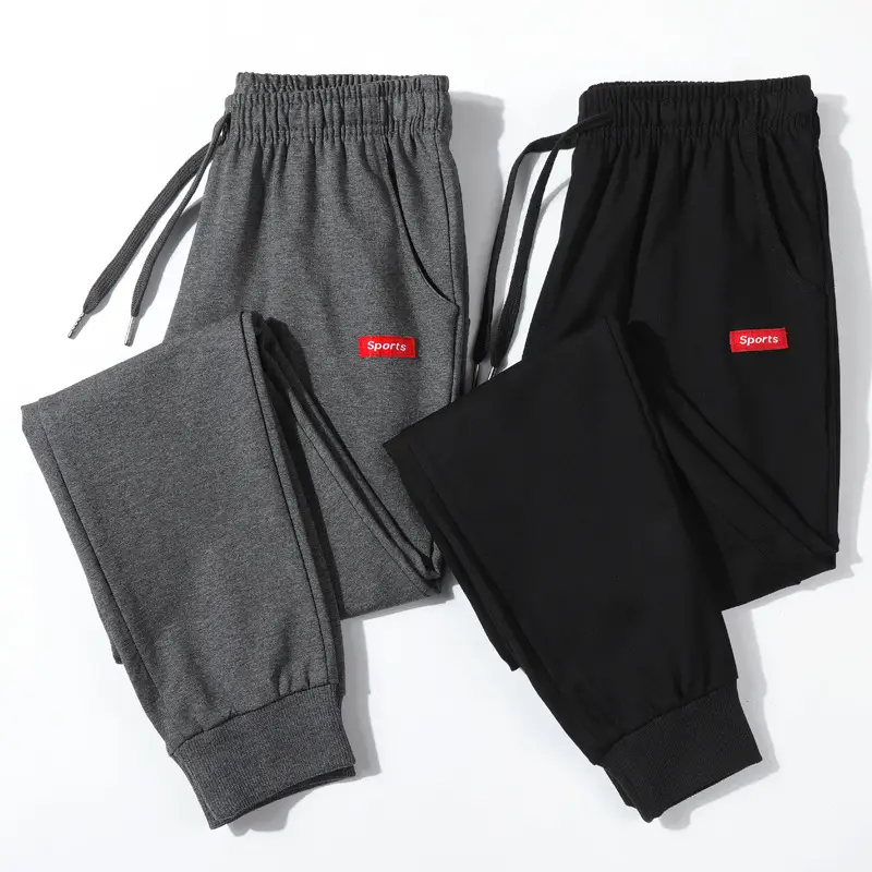 Men's Pure Cotton Sweatpants Grey Black Large - Image 3