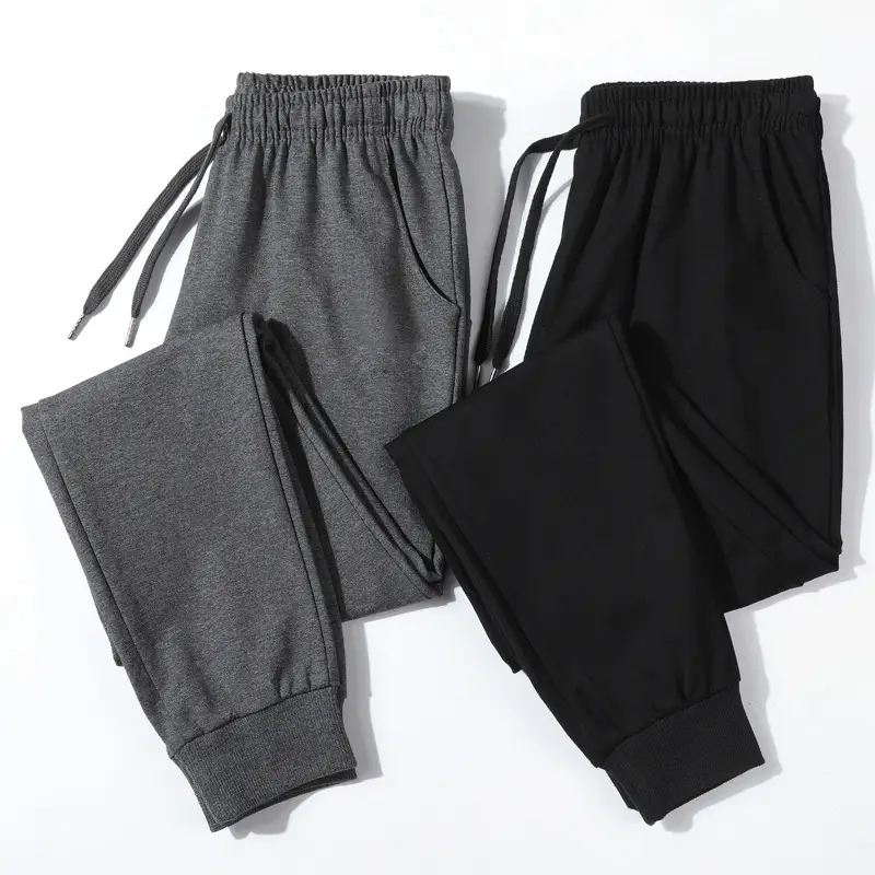 Men's Pure Cotton Sweatpants Grey Black Large - Image 4