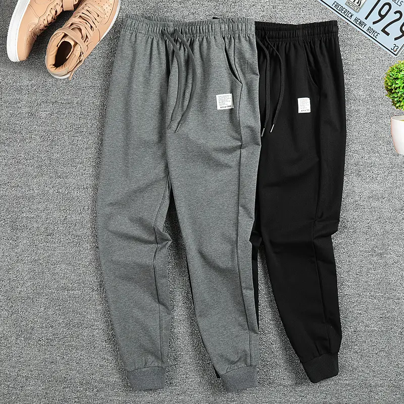 Men's Pure Cotton Sweatpants Grey Black Large - Image 5