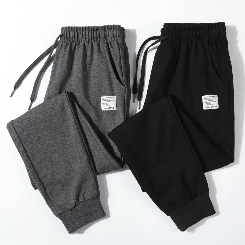 Men's Pure Cotton Sweatpants Grey Black Large - Image 6